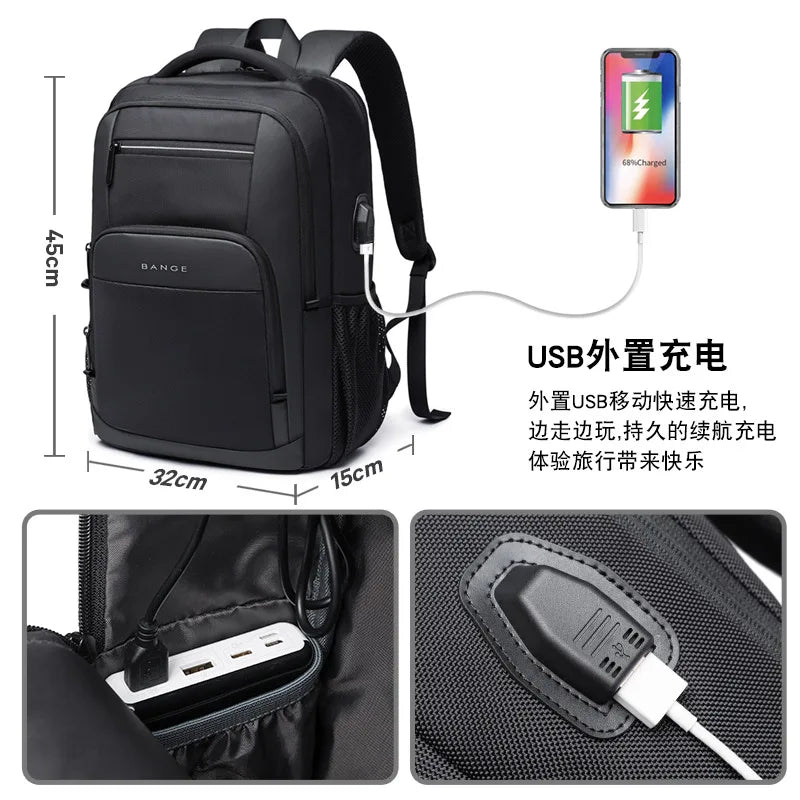 Bange Waterproof Man Backpack Resistant Business Backpack Men Travel Notebook Laptop Backpack Bags 15.6 Inch Male Mochila Teen